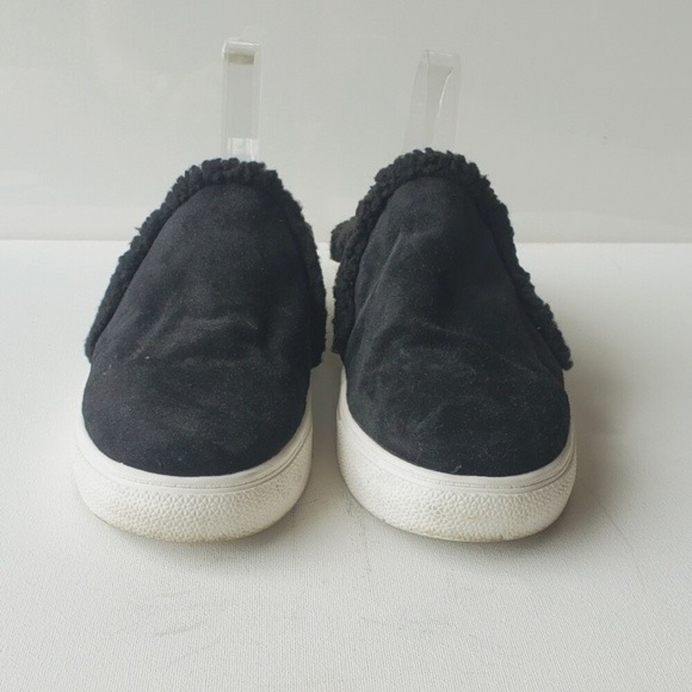 Caslon Nordstrom Womens Black Faux Suede Driving Sherpa Slip on Shoe Mules sz 9